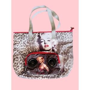 Radio Days Marilyn Monroe Large Tote Bag Leopard Print Speakers‎ 1995 Vintage